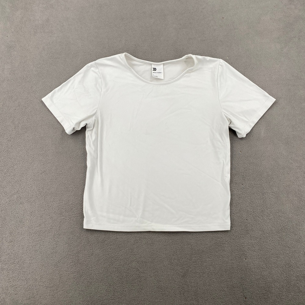 All in Motion Womens White Short Sleeve Activewear T-Shirt Size S